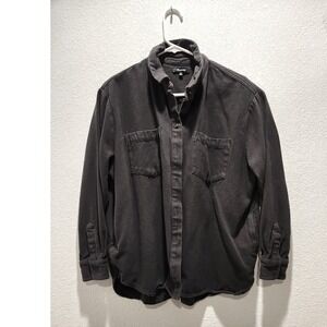 Madewell Cotton Utility Shirt Jacket Women's XL Charcoal Button Front‎